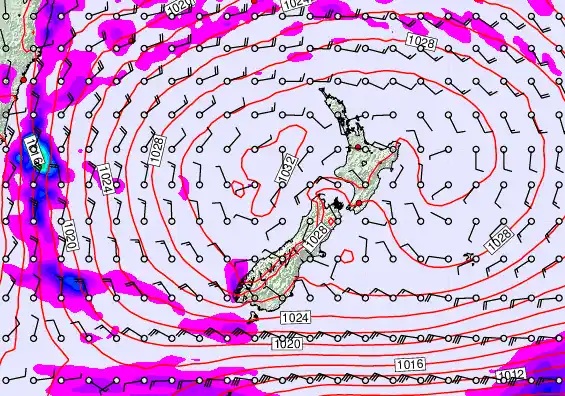 New Zealand forecast chart for Sunday, May 3rd, 2026 at 6:00 AM