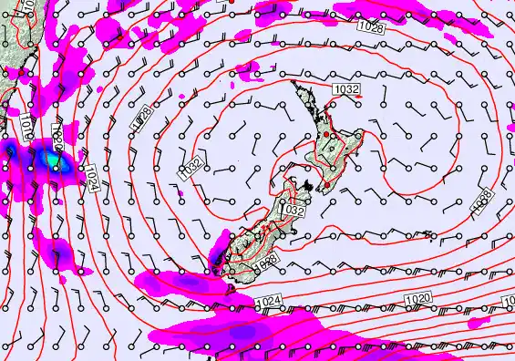 New Zealand forecast chart for Sunday, May 3rd, 2026 at 12:00 PM