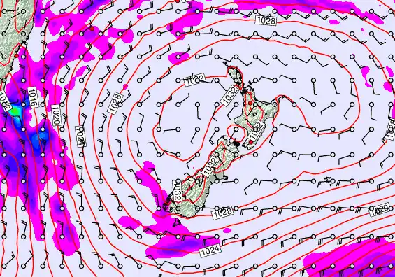 New Zealand forecast chart for Sunday, May 3rd, 2026 at 6:00 PM
