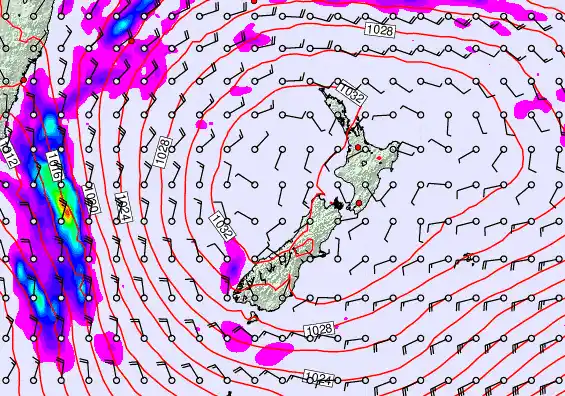 New Zealand forecast chart for Monday, May 4th, 2026 at 12:00 AM