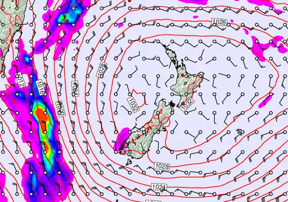 New Zealand forecast chart for Monday, May 4th, 2026 at 6:00 AM