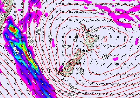 New Zealand forecast chart for Monday, May 4th, 2026 at 6:00 PM