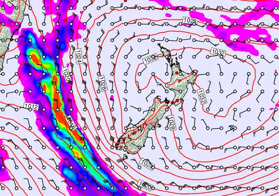 New Zealand forecast chart for Tuesday, May 5th, 2026 at 12:00 AM