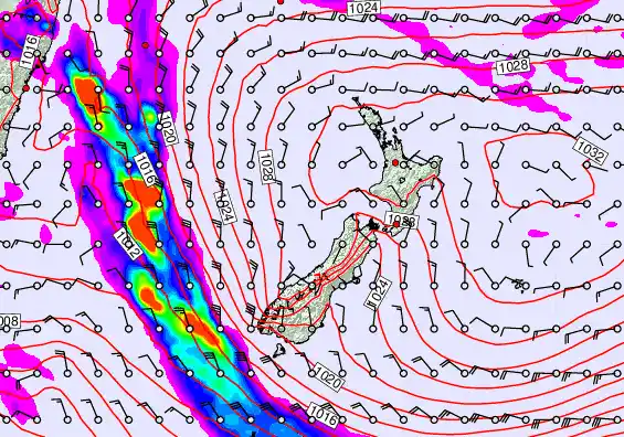 New Zealand forecast chart for Tuesday, May 5th, 2026 at 6:00 AM