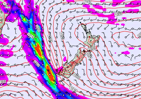 New Zealand forecast chart for Tuesday, May 5th, 2026 at 12:00 PM