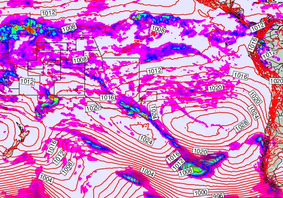 South Pacific forecast chart for Monday, April 27th, 2026 at 12:00 PM