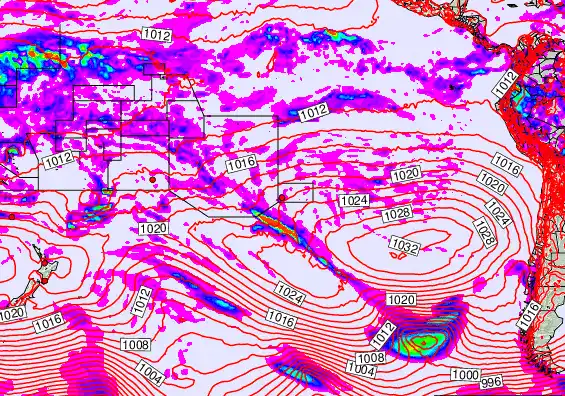 South Pacific forecast chart for Monday, April 27th, 2026 at 6:00 PM