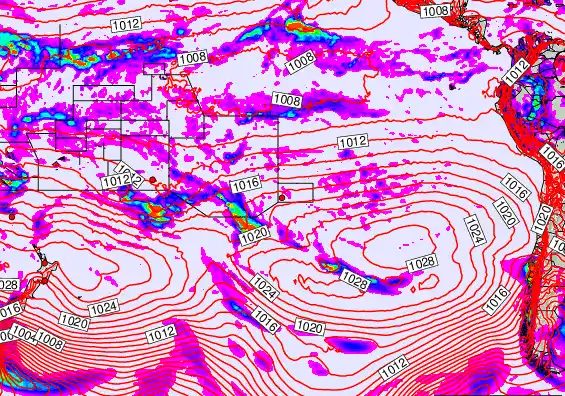 South Pacific forecast chart for Wednesday, April 29th, 2026 at 12:00 AM
