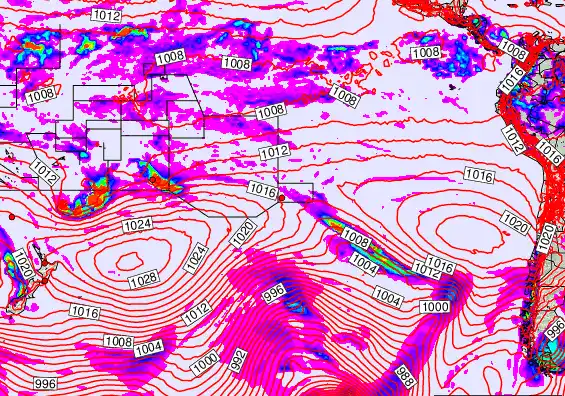 South Pacific forecast chart for Thursday, May 7th, 2026 at 12:00 AM