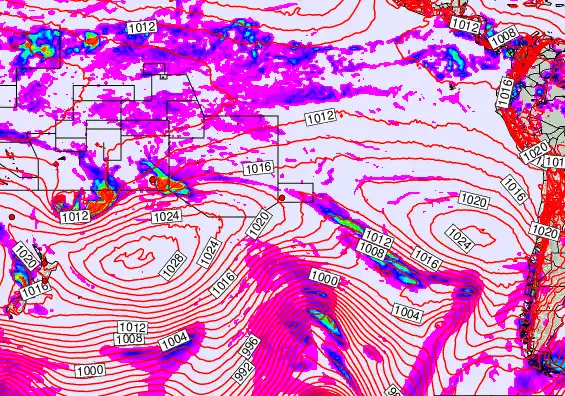 South Pacific forecast chart for Thursday, May 7th, 2026 at 6:00 AM