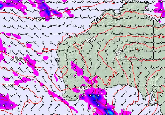 Western Australia forecast chart for Wednesday, April 29th, 2026 at 12:00 AM