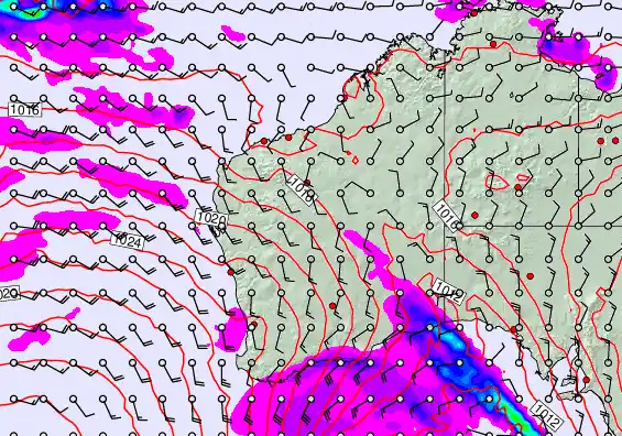 Western Australia forecast chart for Friday, May 1st, 2026 at 12:00 AM