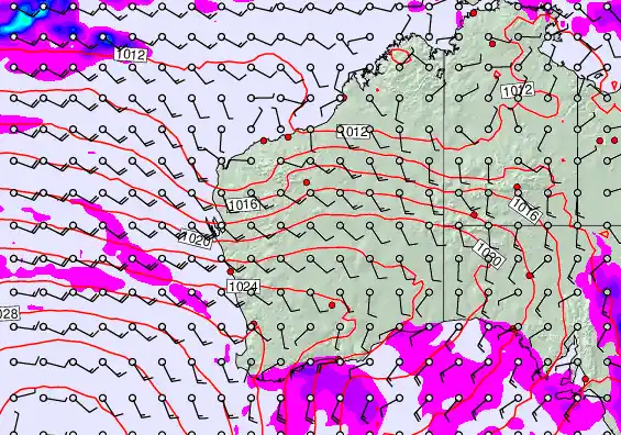 Western Australia forecast chart for Saturday, May 2nd, 2026 at 12:00 PM