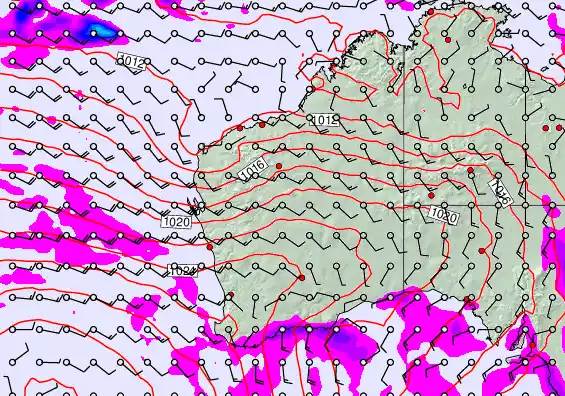 Western Australia forecast chart for Saturday, May 2nd, 2026 at 6:00 PM