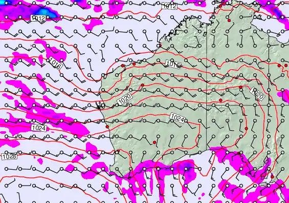 Western Australia forecast chart for Sunday, May 3rd, 2026 at 12:00 AM