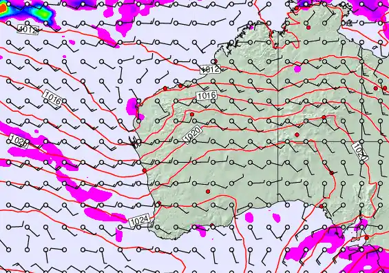 Western Australia forecast chart for Sunday, May 3rd, 2026 at 6:00 PM