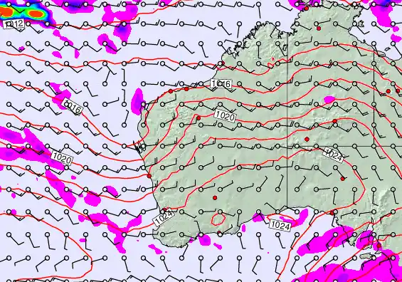 Western Australia forecast chart for Monday, May 4th, 2026 at 12:00 AM