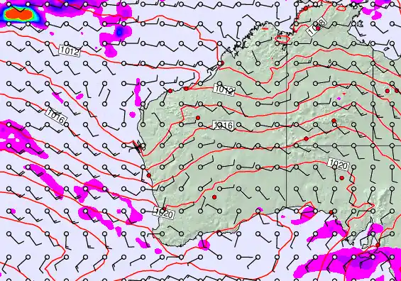 Western Australia forecast chart for Monday, May 4th, 2026 at 6:00 AM