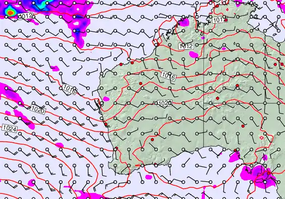 Western Australia forecast chart for Monday, May 4th, 2026 at 12:00 PM