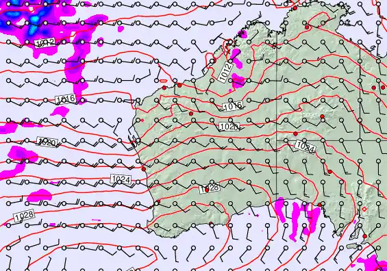 Western Australia forecast chart for Wednesday, May 6th, 2026 at 12:00 PM