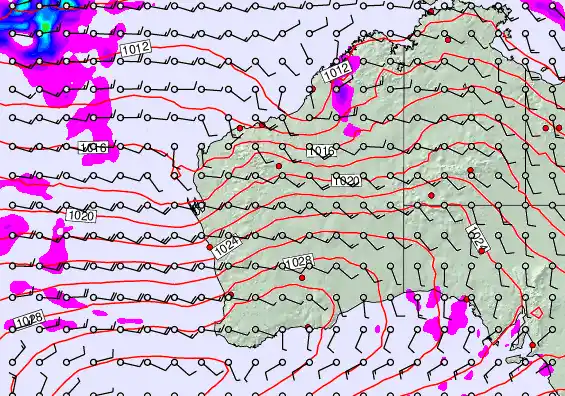 Western Australia forecast chart for Wednesday, May 6th, 2026 at 6:00 PM