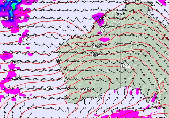 Western Australia forecast chart for Thursday, May 7th, 2026 at 12:00 AM