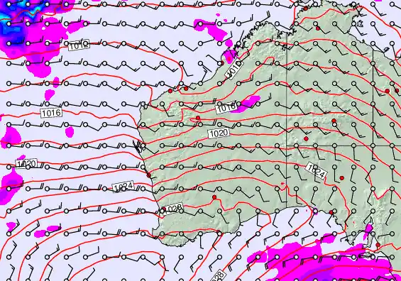 Western Australia forecast chart for Thursday, May 7th, 2026 at 6:00 AM