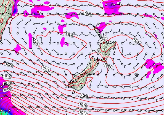New Zealand forecast chart for Tuesday, April 28th, 2026 at 12:00 PM
