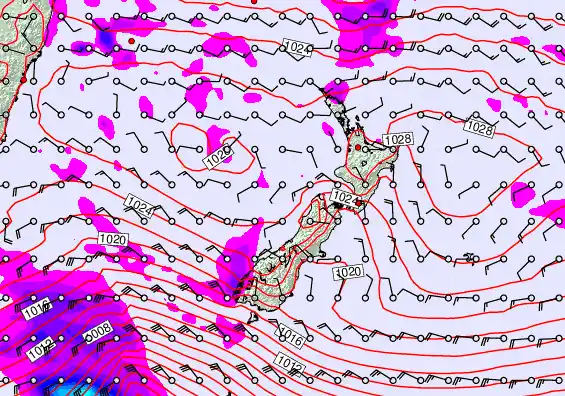 New Zealand forecast chart for Tuesday, April 28th, 2026 at 6:00 PM