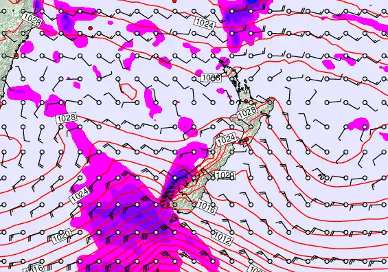 New Zealand forecast chart for Wednesday, April 29th, 2026 at 12:00 AM
