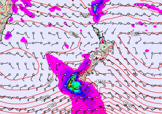 New Zealand forecast chart for Wednesday, April 29th, 2026 at 6:00 AM