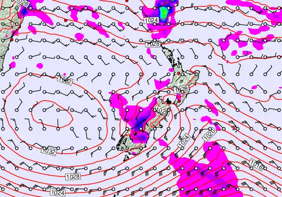 New Zealand forecast chart for Wednesday, April 29th, 2026 at 12:00 PM