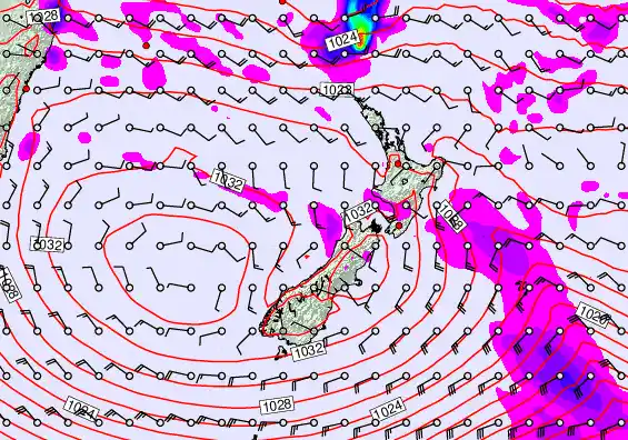 New Zealand forecast chart for Wednesday, April 29th, 2026 at 6:00 PM