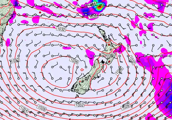New Zealand forecast chart for Thursday, April 30th, 2026 at 12:00 AM