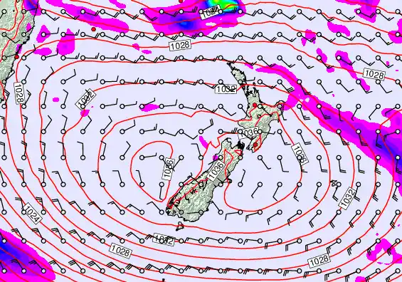 New Zealand forecast chart for Thursday, April 30th, 2026 at 6:00 AM