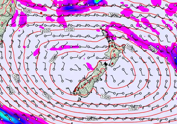 New Zealand forecast chart for Thursday, April 30th, 2026 at 12:00 PM