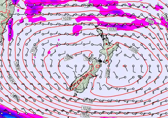 New Zealand forecast chart for Friday, May 1st, 2026 at 6:00 AM
