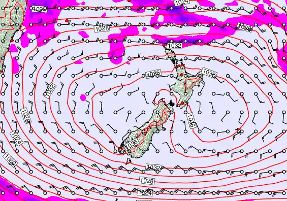 New Zealand forecast chart for Friday, May 1st, 2026 at 12:00 PM