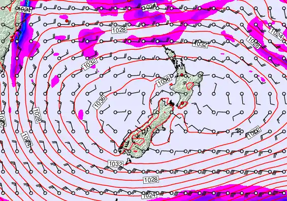 New Zealand forecast chart for Saturday, May 2nd, 2026 at 12:00 AM