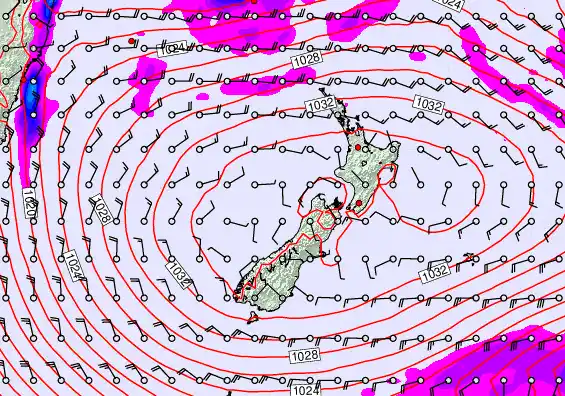 New Zealand forecast chart for Saturday, May 2nd, 2026 at 6:00 AM