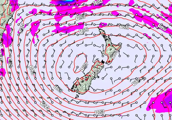 New Zealand forecast chart for Saturday, May 2nd, 2026 at 12:00 PM