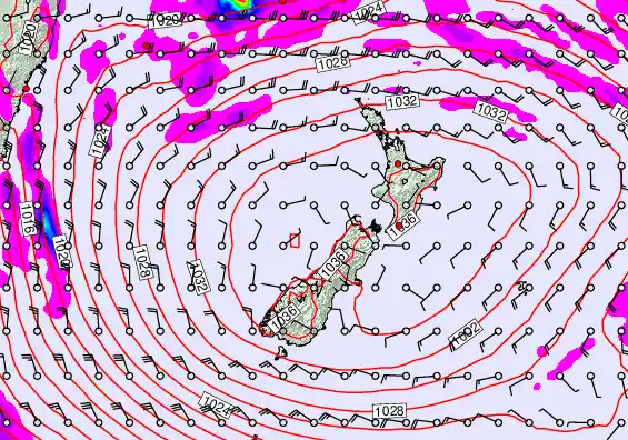 New Zealand forecast chart for Saturday, May 2nd, 2026 at 6:00 PM