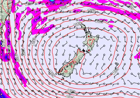 New Zealand forecast chart for Sunday, May 3rd, 2026 at 12:00 AM