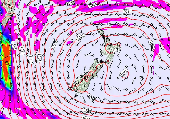 New Zealand forecast chart for Sunday, May 3rd, 2026 at 12:00 PM