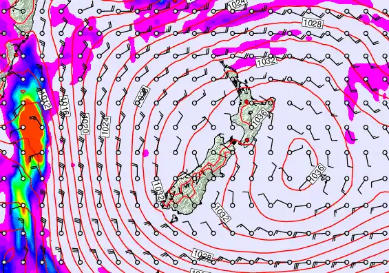 New Zealand forecast chart for Sunday, May 3rd, 2026 at 6:00 PM