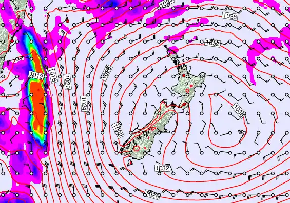 New Zealand forecast chart for Monday, May 4th, 2026 at 12:00 AM