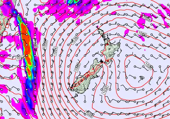 New Zealand forecast chart for Monday, May 4th, 2026 at 6:00 AM