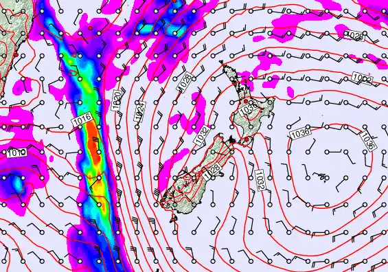 New Zealand forecast chart for Monday, May 4th, 2026 at 6:00 PM