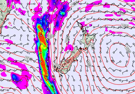 New Zealand forecast chart for Tuesday, May 5th, 2026 at 6:00 AM
