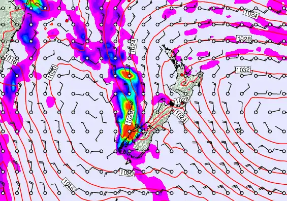 New Zealand forecast chart for Wednesday, May 6th, 2026 at 12:00 AM